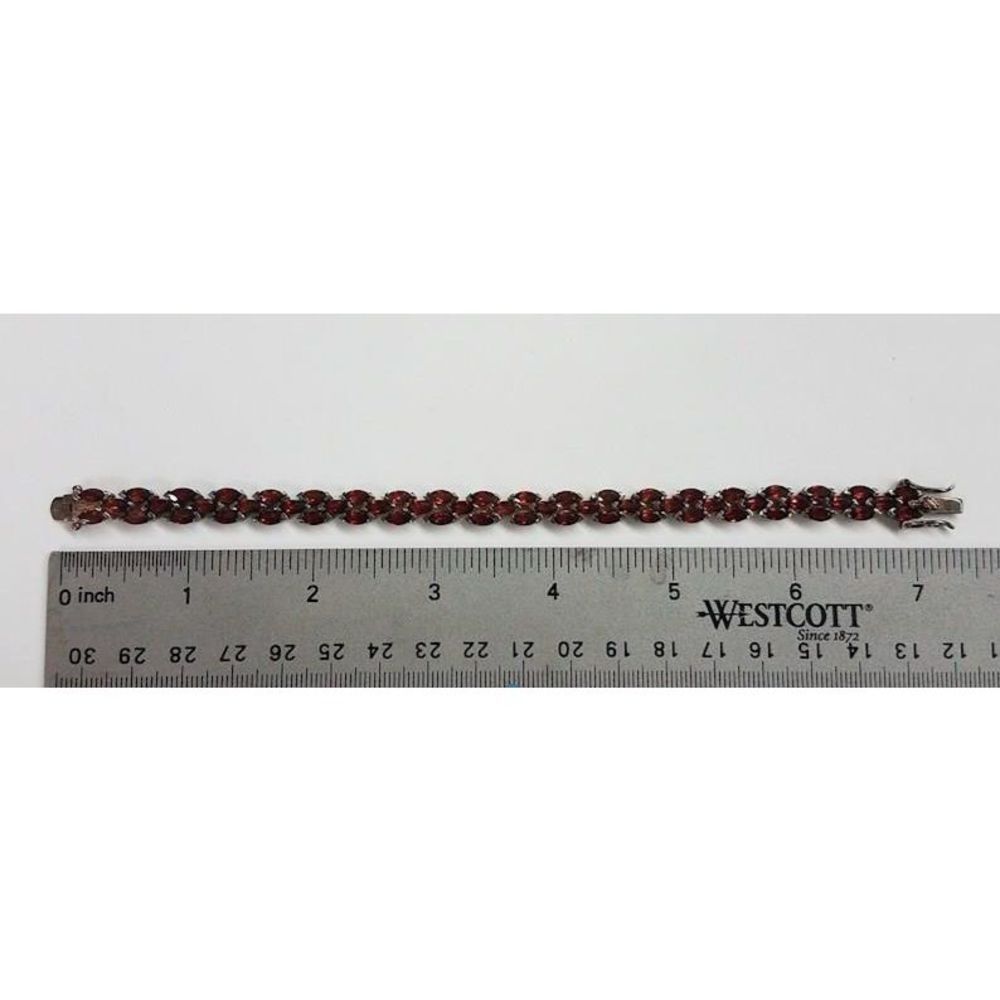 Sterling Silver & Garnet Bracelet - Picture 4 of 5